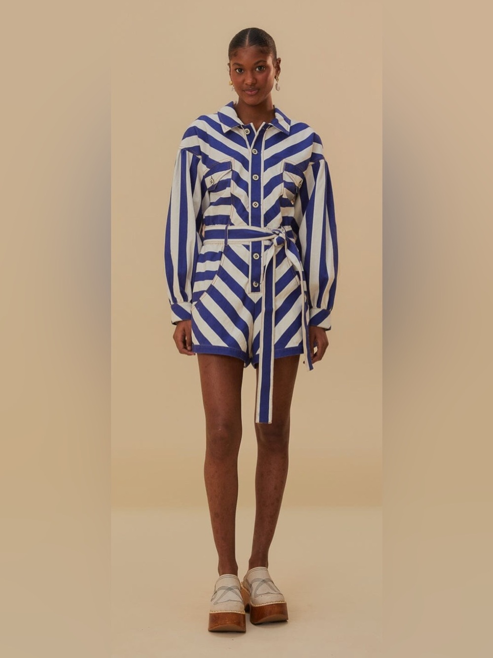 FARM Rio Blue & White Stripes Romper